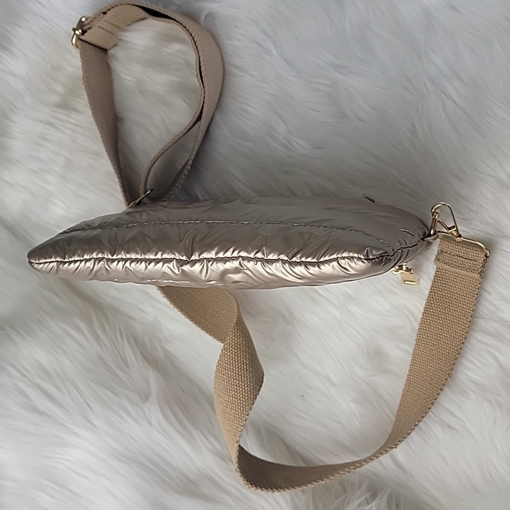 Rose Gold Gold Metallic Puffer Retro‎ Festival Convertible Adjustable Strap Bag - Picture 4 of 12